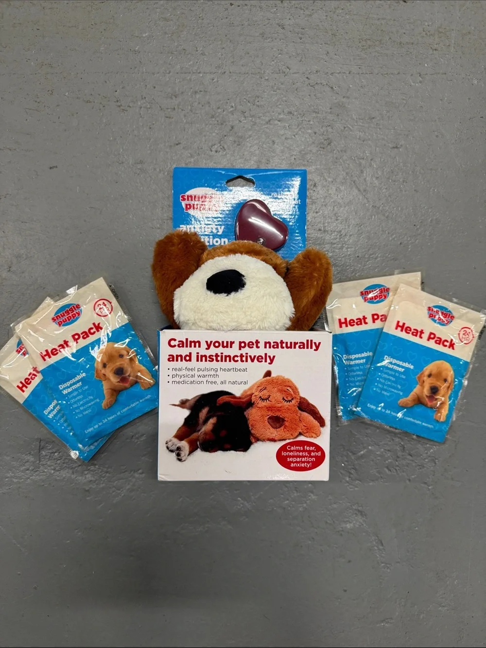 Snuggle Puppy Plush Calming Toy with 4 extra Heat Packs for Dogs & Puppies NEW